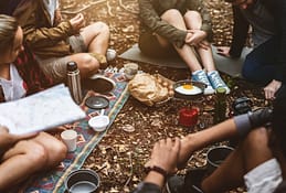 a group of campers outdoors