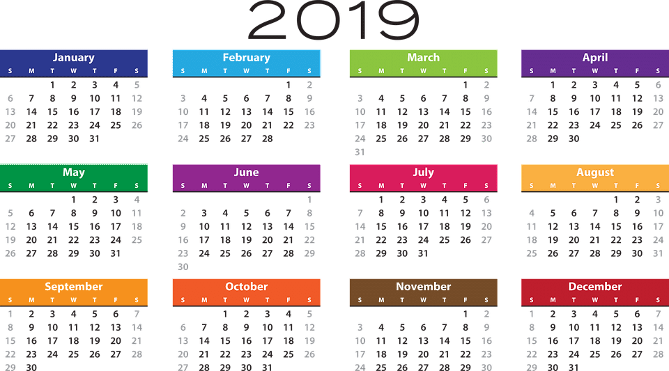 2019 calender